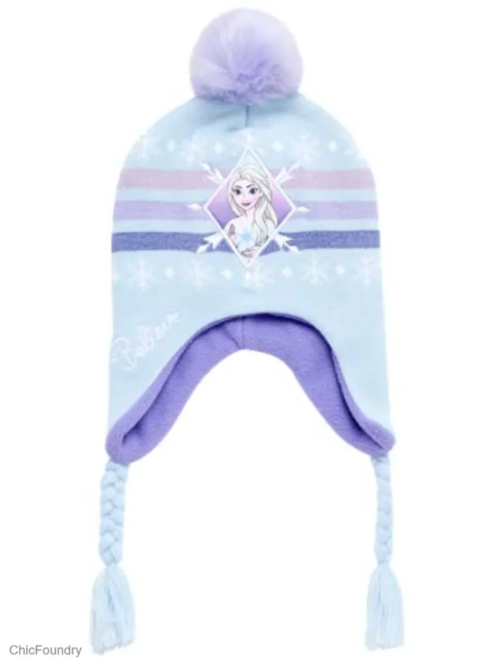 Girls' Frozen Elsa Beanie & Glove Set - Acrylic Knit Winter Accessory